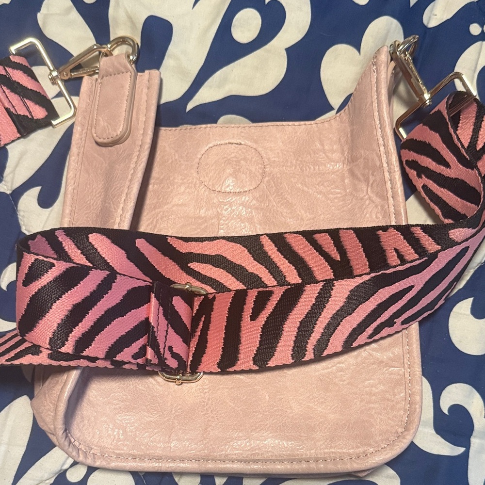 Pink Zebra Strap Women's Bag